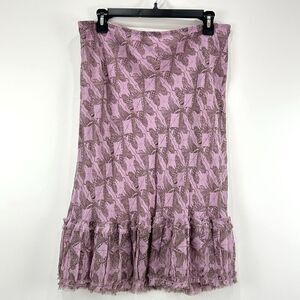 Max Studio Specialty Products Skirt Womens L Lavender‎ Butterfly Silk Peasant